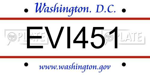 EVI451 District Of Columbia License Plate