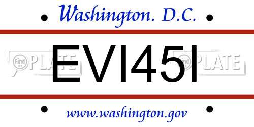 EVI45I District Of Columbia License Plate