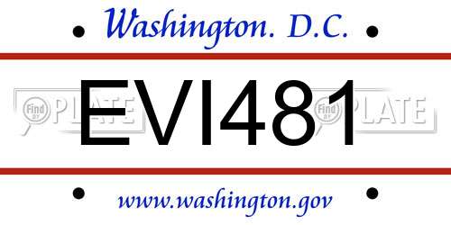 EVI481 District Of Columbia License Plate