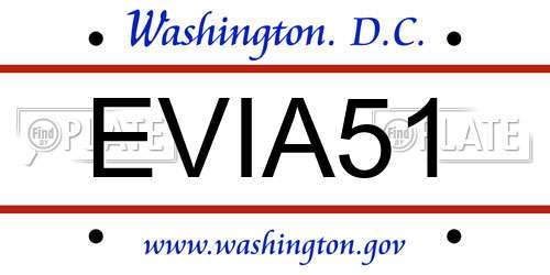 EVIA51 District Of Columbia License Plate
