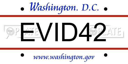 EVID42 District Of Columbia License Plate