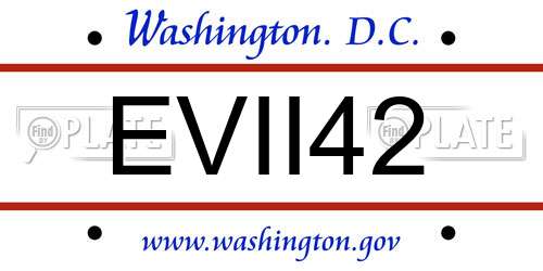 EVII42 District Of Columbia License Plate