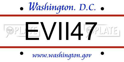 EVII47 District Of Columbia License Plate