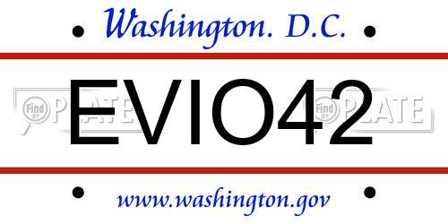 EVIO42 District Of Columbia License Plate