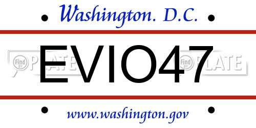 EVIO47 District Of Columbia License Plate