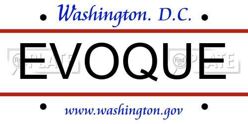 EVOQUE District Of Columbia License Plate