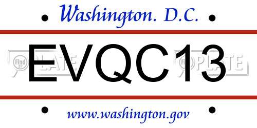 EVQC13 District Of Columbia License Plate