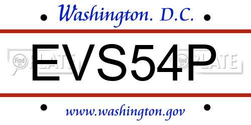 EVS54P District Of Columbia License Plate