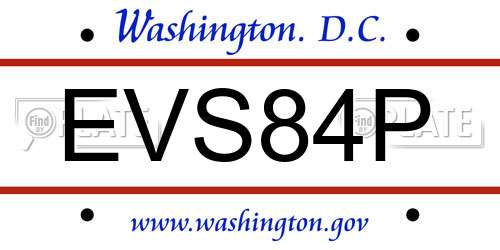 EVS84P District Of Columbia License Plate