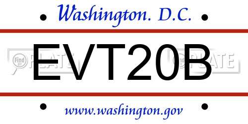 EVT20B District Of Columbia License Plate