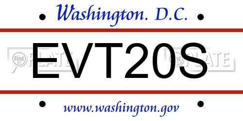EVT20S District Of Columbia License Plate