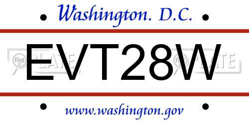 EVT28W District Of Columbia License Plate