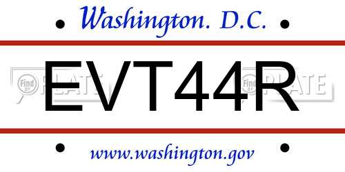 EVT44R District Of Columbia License Plate