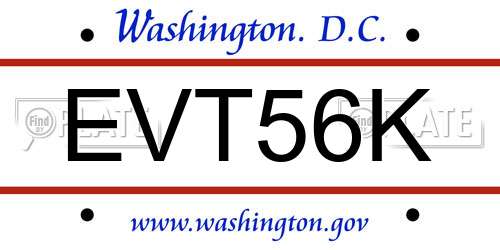 EVT56K District Of Columbia License Plate