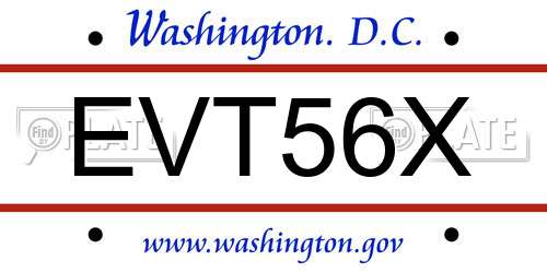 EVT56X District Of Columbia License Plate