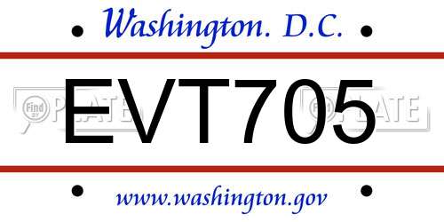 EVT705 District Of Columbia License Plate