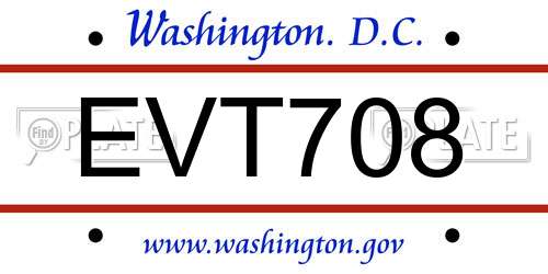 EVT708 District Of Columbia License Plate