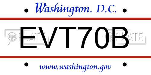 EVT70B District Of Columbia License Plate