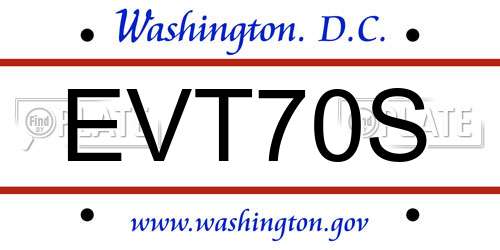 EVT70S District Of Columbia License Plate