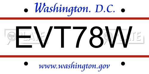 EVT78W District Of Columbia License Plate
