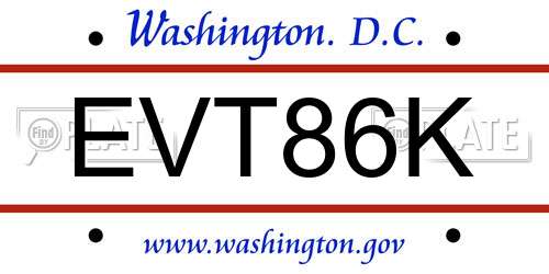 EVT86K District Of Columbia License Plate