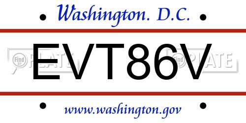 EVT86V District Of Columbia License Plate