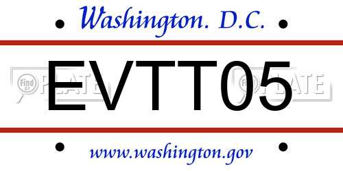 EVTT05 District Of Columbia License Plate