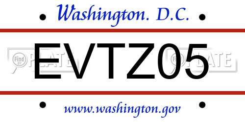 EVTZ05 District Of Columbia License Plate