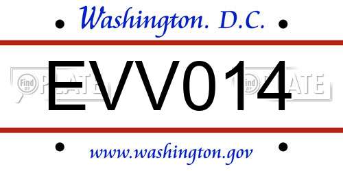 EVV014 District Of Columbia License Plate
