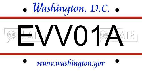EVV01A District Of Columbia License Plate