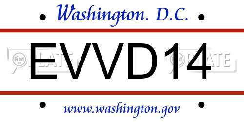 EVVD14 District Of Columbia License Plate