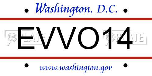 EVVO14 District Of Columbia License Plate