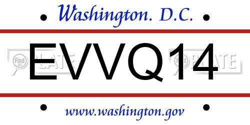EVVQ14 District Of Columbia License Plate