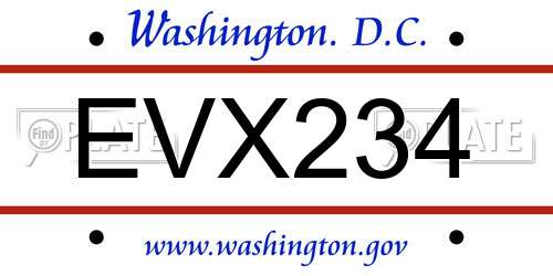 EVX234 District Of Columbia License Plate