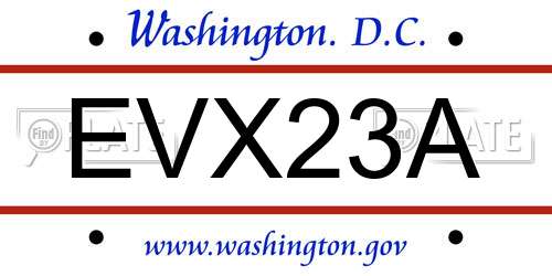 EVX23A District Of Columbia License Plate