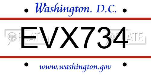 EVX734 District Of Columbia License Plate