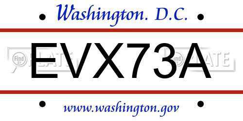 EVX73A District Of Columbia License Plate