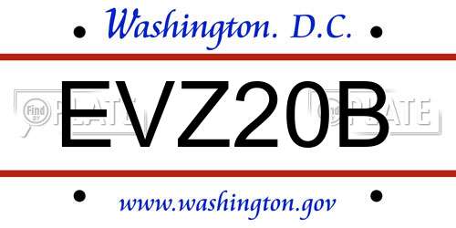EVZ20B District Of Columbia License Plate