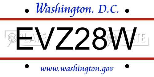 EVZ28W District Of Columbia License Plate