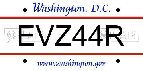EVZ44R District Of Columbia License Plate