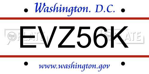 EVZ56K District Of Columbia License Plate