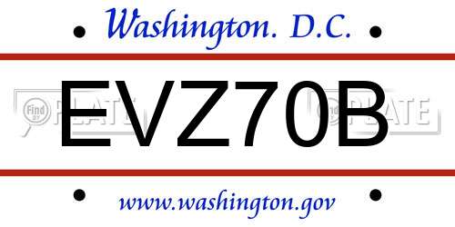 EVZ70B District Of Columbia License Plate