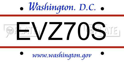 EVZ70S District Of Columbia License Plate