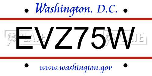 EVZ75W District Of Columbia License Plate