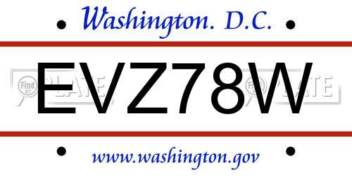 EVZ78W District Of Columbia License Plate