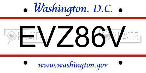 EVZ86V District Of Columbia License Plate