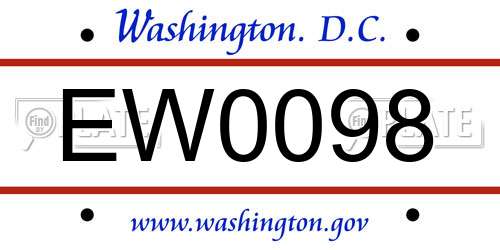 EW0098 District Of Columbia License Plate