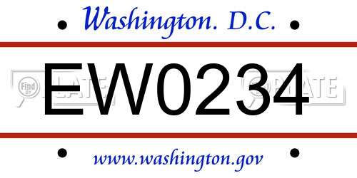 EW0234 District Of Columbia License Plate