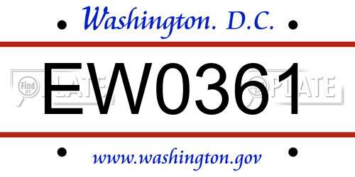 EW0361 District Of Columbia License Plate