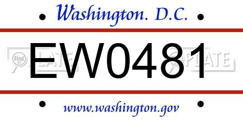EW0481 District Of Columbia License Plate